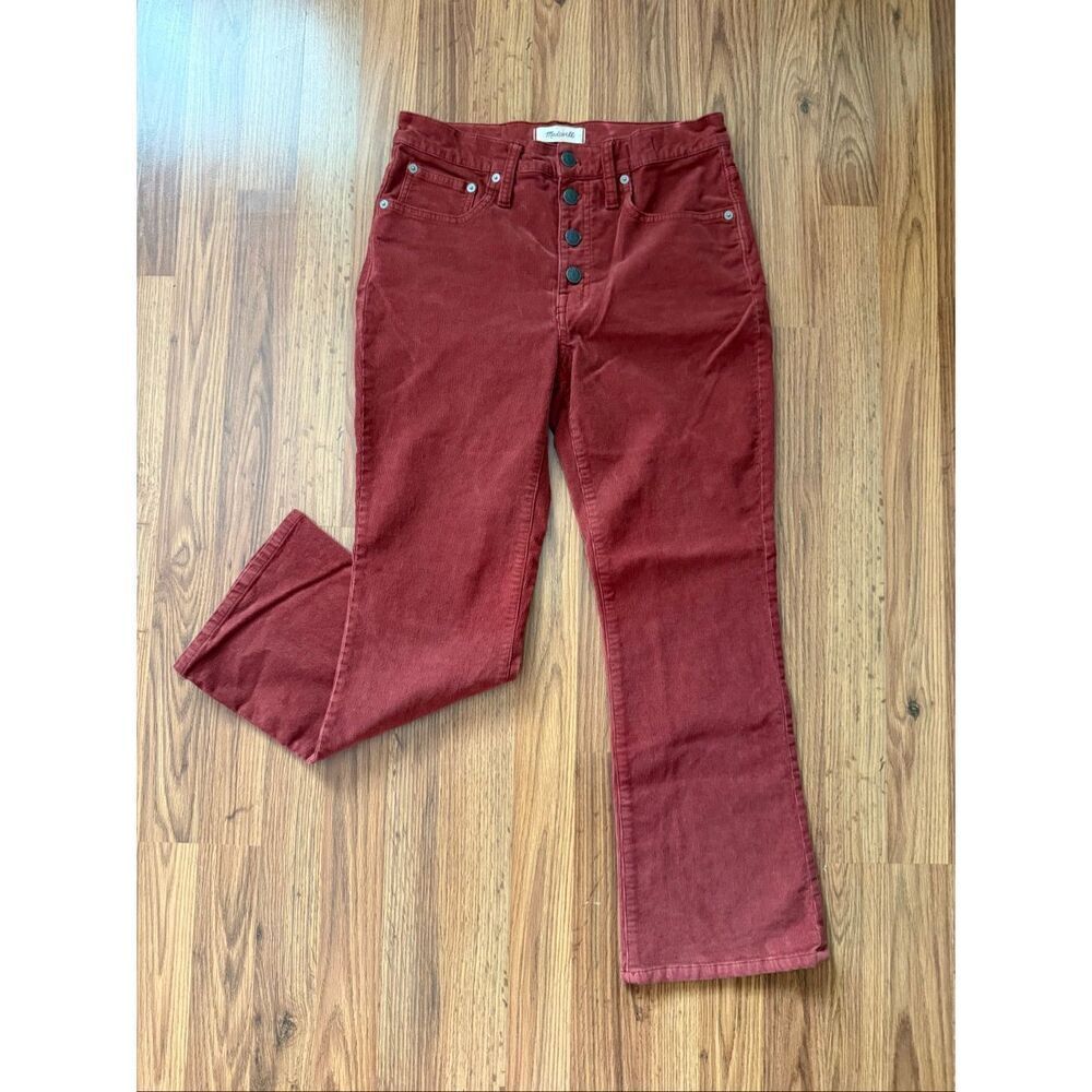 Madewell Women's Button-fly Cali Demi Boot Corduroy Cropped Jeans Rust Size 28
